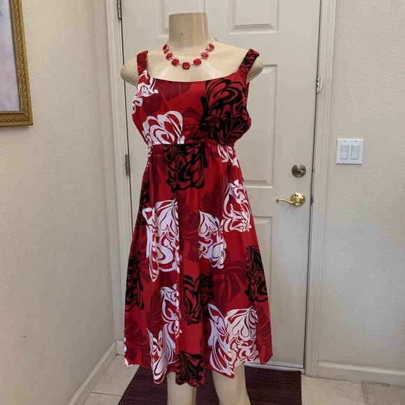 red and white hawaiian dress